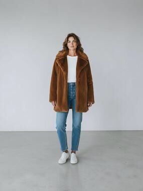 NVLT Faux Fur Jacket in Cognac EUC